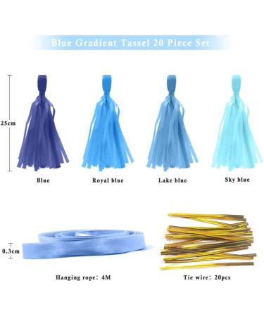 Binpeng 9.8in Blue Tissue Paper Tassel DIY Hanging Decorations - 20PCS 25cm Blue Garland for Party, Wedding, Baby Shower - Buy Online on GoSupps.com
