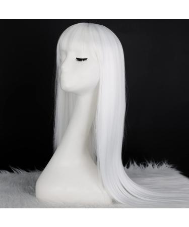 Vigorous White Wig Straight White Wigs for Women Synthetic Colorful Platinum White Wigs Cosplay 60