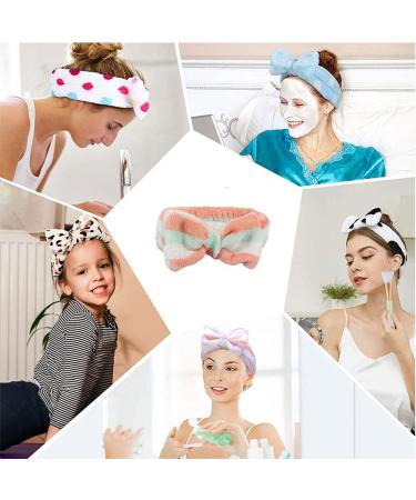 6-Piece Bowknot Hair Band Set - Soft Coral Red Fleece Spa Headband & Silicone Mask Brushes for Makeup & Shower - Buy Online on GoSupps.com