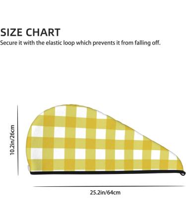 Yellow Checkboard Microfiber Hair Towel - Super Absorbent Soft Wrap for Long Curly & Thick Hair - Quick Dry Coral Velvet Cap for Women - Buy Online on GoSupps.com