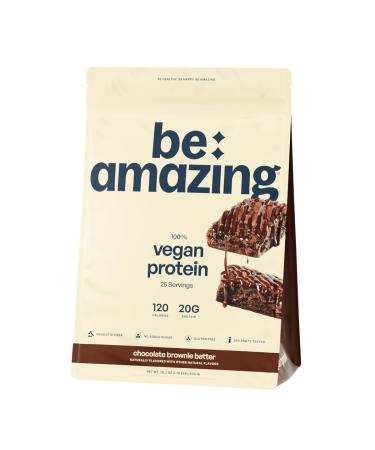 Be Amazing Be Amazing Vegan Protein Powder | 20g Plant-Based Protein with Prebiotics Fibers | Sugar-and-Gluten-Free Shake Mix, Low Carb Non-Dairy Smoothie | Chocolate Brownie Batter, 25 Servings
