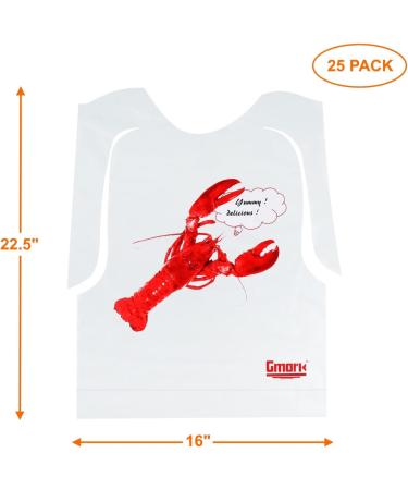 Gmark 25 Pack Disposable Plastic Lobster Bibs - Ideal for Crab Feasts & Seafood Parties - Keep Clothes Clean - GM1066 (25 ct) - Buy Online on GoSupps.com