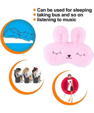 ULIFEMALL Cute Rabbit Sleeping Mask - Soft Plush Bunny Blindfold for Kids & Adults - Pink - Buy Online on GoSupps.com