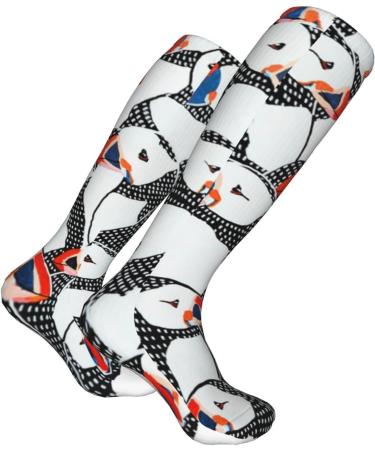 Puffin Drawing Compression Socks for Men & Women | 15-20 mmHg Support for Running & Cycling - Buy Online on GoSupps.com