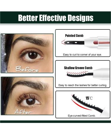 Heated Eyelash Curler | BYVUTE Electric Eyelash Curler with Eye-Curved Comb | USB Rechargeable | 2 Temperature Settings | Long Lasting - Buy Online on GoSupps.com