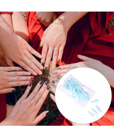 dijiusidy 1 Set Press on Nails Almond Fingernails Stick Solid Color Full Cover Art Decals Salon Supplies DIY Decorations No.11 ice lake blue - Buy Online on GoSupps.com