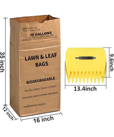 LeafSky Leaf Collector Tripod Bag Kit | 10 Count 30 Gallon Heavy Duty Paper Bags | Lawn Leaf Bag with Scoops Gloves | Self Standing Yard Waste Bag for Grass Clippings - Buy Online on GoSupps.com