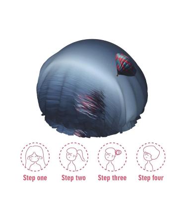 Night Sky Hot Air Balloon Printed Waterproof Shower Cap for Women - Universal Fit - Buy Online on GoSupps.com