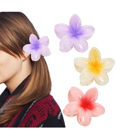 Hawaiian Plumeria Flower Clips Bridal Wedding Party Beach Hair Clips Acrylic Petals Hair Clamp