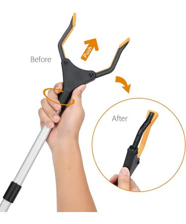 Foldable 32 Reacher Grabber Tool with Rotating Jaw - Mobility Aid for Elderly - Trash Picker Upper & Long Arm Extender (Orange) - Buy Online on GoSupps.com