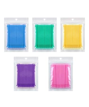 500 Pcs Micro Applicator Brush, Micro Swabs, Disposable Eye Lashes Mascara Wands for Eyelash Extension Tbestmax 5color-Pure
