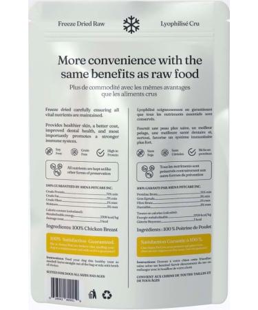 RawBites Freeze Dried Raw Dog Treats | Soy Free Grain Free Locally Sourced and Made in Canada Chicken Breast Dog Treats - (142g/5.0oz Chicken Breast) - Buy Online on GoSupps.com