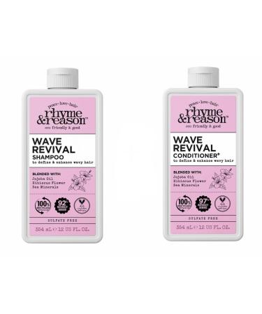 Rhyme & Reason Wave Revival Shampoo & Conditioner SET. 13 Fl. Oz. Each Bottle. To Define & Enhance Wavy Hair. Vegan Cruelty Free. White