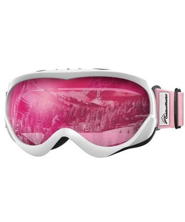 OutdoorMaster Kids Ski Goggles - Helmet Compatible Snow Goggles for Boys & Girls with 100% UV Protection A03 Vlt 46%