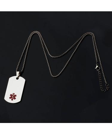 Stainless Steel Autism Medical Alert Necklace | Engraved Tag Pendant | 23.6 Chain for Men, Women, Kids | Silver - Buy Online on GoSupps.com