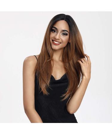 Style icon wig with filer set 61cm Lace Front Wigs ombre brewing wigs for women medium -parting long Synthetic wigs with baby hair synthetic fiber 130% density 61cm tt1b/27