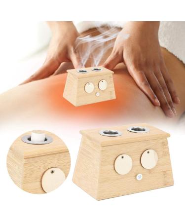 Bamboo Moxibustion Box | 2 Holes Moxa Box & Roller Stick Holder | Moxibustion Therapy Tool for Wellness - Buy Online on GoSupps.com