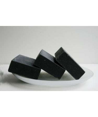 Activated Charcoal Soap Bars - Set of 3 Soaps . All Natural Detoxifying Face & Body Cleanser. Great for Acne Eczema Psoriasis Rosacea