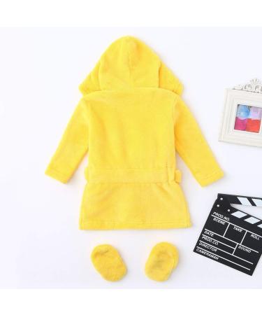 Baby Bathrobe & Shoes Set - Soft Terry Hooded Robe for Boys & Girls 6-12 Months | Cozy Fleece Swimming Robe in Yellow - Buy Online on GoSupps.com