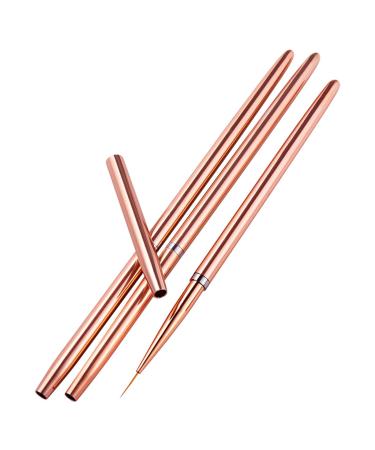 3x Nail Art Liner Brushes Nail Art Dotting Drawing Pen UV Gel Painting Rose Gold 3 Pieces