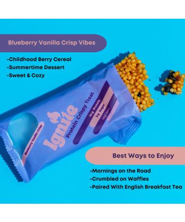 Buy Ignite Bars Crispy Keto Rice Treat - High Protein Low Sugar Low Carb Snack - Blueberry Vanilla Almond - Guilt-Free Healthy Snack for Adults - Buy Online on GoSupps.com