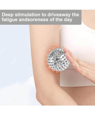 2 Pcs Silver Hedgehog Massage Balls - Magnetic Acupressure Stress Relief | ABS Material for Foot & Hand Relaxation - Buy Online on GoSupps.com