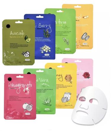 Collagen essence & sensitive facial cloth masks skin care facial cloth masks beauty facial mask multiple packing vitamin C mask for all skin types.8 Leaf.