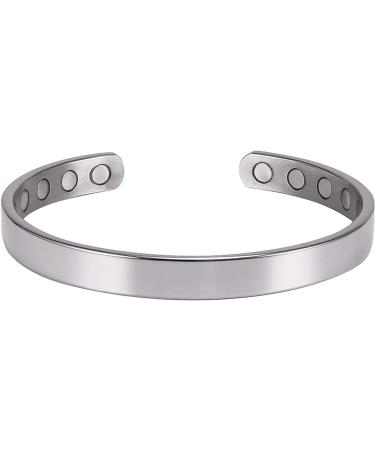 MagnetRX Men's Magnetic Bangle Bracelet - Elegant Golf/Tennis Elbow Relief & Balance - Polished Silver Large - Buy Online on GoSupps.com