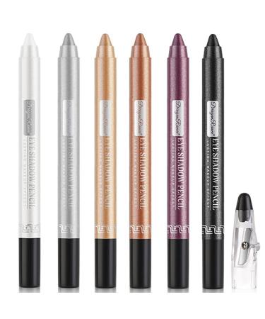 Glitter Eyeshadow Stick Colorful Set Eye Shadow Pen Eyeliner Eye Shadow Pencil Waterproof & Long Lasting Glitter Eyeshadow Stick Eye Makeup (Color : A 6Pack)