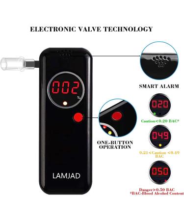 Professional LAMJAD Breathalyzer AD6000NS | Portable Alcohol Tester with 12 Mouthpieces | Digital LCD Display | Police Grade Accuracy - Buy Online on GoSupps.com