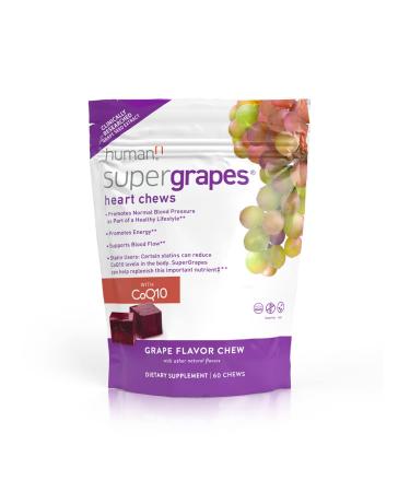 HumanN SuperGrapes Chews Supplement  with CoQ10  Grape Flavor, 60 Count
