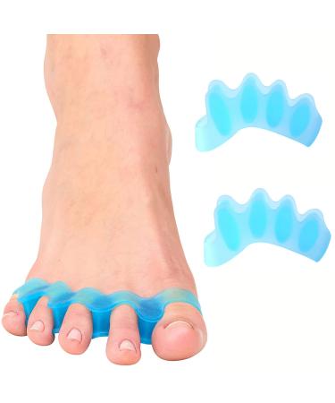 Toe spreader silicone toe separator correction for all toes 2 pieces of silicone toe separators for pedicure toe correction hallux valgus rail bale protection footpieces spreader ladies and men blue
