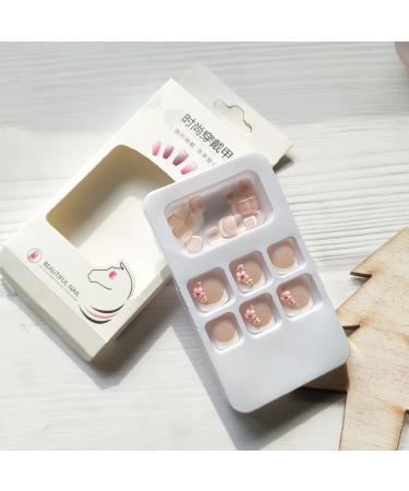 Pink Press-On Toe Nails - French Tip Fake Toenails with Floral Designs | Cute Glossy Acrylic Full Cover Stick-On Toenails - Buy Online on GoSupps.com