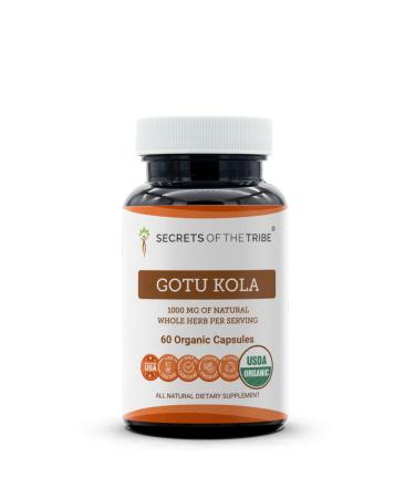 Secrets of the Tribe Gotu Kola USDA Organic Capsules | Certified Organic Vegetarian Capsules Herbal Dietary Supplement | Centella asiatica Dried Herb (60 Count) 60 Count (Pack of 1)