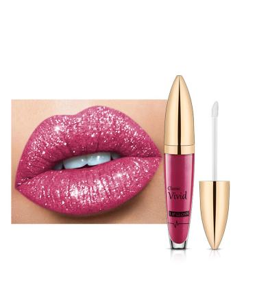 Katutude Metallic Diamond Glitter Shimmer Liquid Lipstick Long-Lasting Waterproof Non-Stick Lip Ink Lip Cup Gloss for Women and Girls Cosmetic Makeup