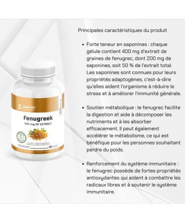 INSPORT Nutrition - Fenugreek - 400 mg Fenugreek Seed Extract - 90 Vegetable Capsules - 3 months reserve - No Additives - Buy Online on GoSupps.com