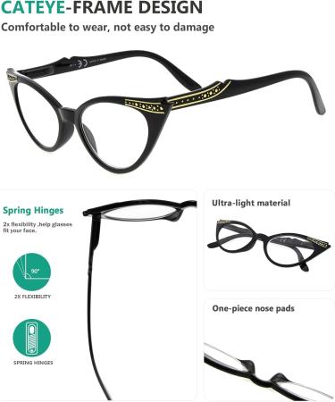 Eyekepper Cateyes Womens Reading Glasses Black 0.75 | Stylish & Comfortable Eye Care - Buy Online on GoSupps.com