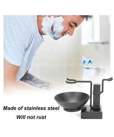 Premium Stainless Steel Shaving Brush Holder & Black Soap Dish Set for Men - Perfect Gift for Grooming - Buy Online on GoSupps.com