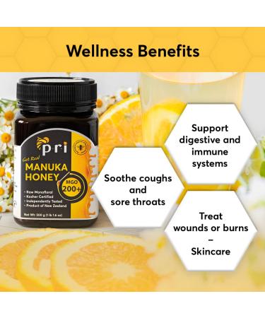PRI Manuka Honey MGO 200+ | New Zealand Raw Monofloral - 500g - Buy Online on GoSupps.com