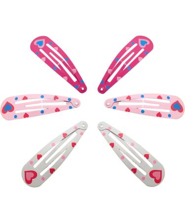 Topkids Accessories Pattern Hair Snap Hair Clips Toddler Hair Clips Women Metal Hair Clips Toddler Hair Clips Hair Accessories for Women & Hair Accessories for Girls (Heart White Pink Fuchsia) - Buy Online on GoSupps.com