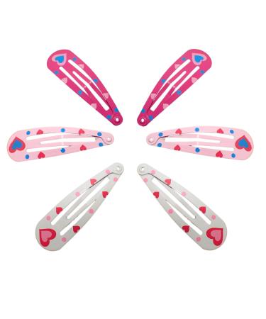 Topkids Accessories Pattern Hair Snap Hair Clips Toddler Hair Clips Women Metal Hair Clips Toddler Hair Clips Hair Accessories for Women & Hair Accessories for Girls (Heart White Pink Fuchsia)