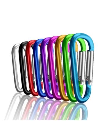 Carabiner Clips, Upins Aluminum Locking Spring Hook Keychain D Shape Heavy Duty Buckle Pack Carabiners Clip Lock Snap Hooks Backpack Clip 1.85" Multicolor-100Pack