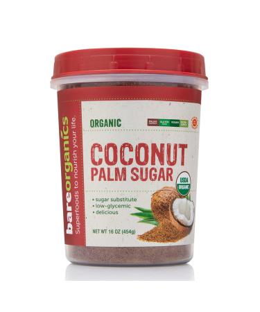 BareOrganics Coconut Palm Sugar, 16 Ounce