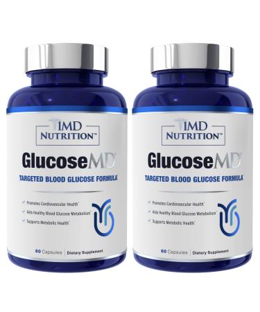 1MD Nutrition GlucoseMD - with Patented Cinnamon Extract Chromium Berberine | 60 Capsules (2-Pack)