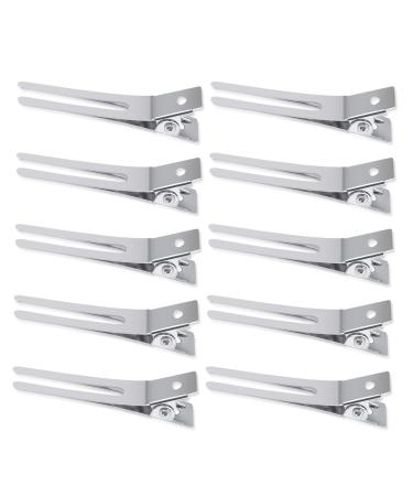 JOYOYO 50 Pcs Pin Curl Clips Double Prong Hair Clips Metal Alligator Clips Hair Pins Hairdressing Clips 1.8 Inch Hair Styling Clips Hair Bows DIY Accessories (Silver)