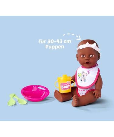 Simba 105560016 New Born Baby Feeding Set - 5 Piece Doll Accessories for 30-43cm Dolls | Plates Spoons Fork Bibs & Cups | Perfect for Ages 3+ - Buy Online on GoSupps.com