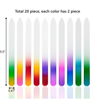 EAONE 20-Piece Glass Nail File Set - Double Sided Etched Filing Surface - Professional Manicure Nail Care - 10 Gradient Colors - Bulk Gift for Mothers Day - Buy Online on GoSupps.com