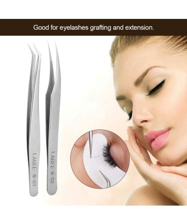 Premium Stainless Steel Eyelash Tweezers Set - Anti-Static Curved Tweezers for Eyelash Extensions & Nail Design (2 Pieces) - Buy Online on GoSupps.com