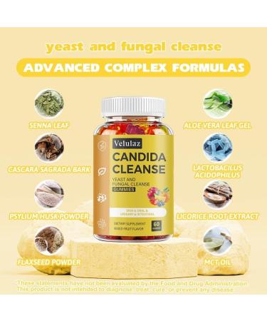 velulaz Candida Gummies |Probiotics & Enzymes for Digestive Support | Skin & Respiratory Health | 60 Counts - Buy Online on GoSupps.com