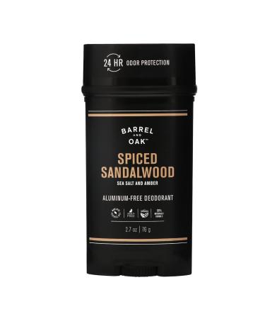 Barrel and Oak - Aluminum-Free Deodorant Deodorant for Men Essential Oil-Based Scent Sea Salt & Amber Blend 24-Hour Protection Natural & Effective (Spiced Sandalwood 2.7oz)